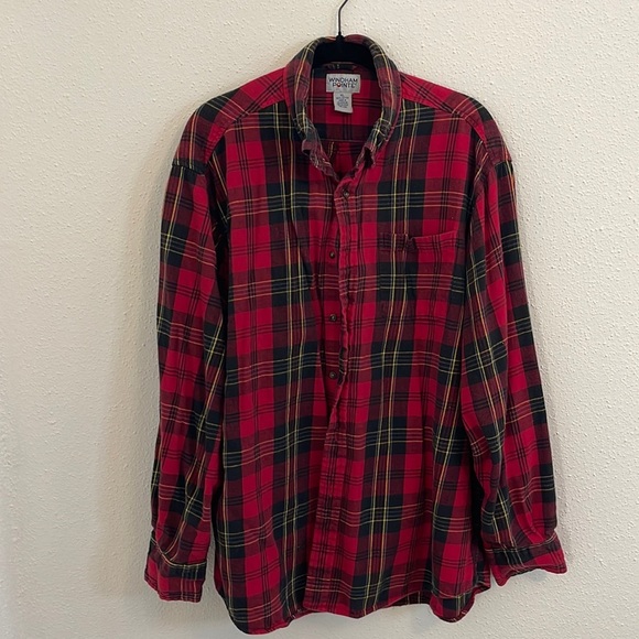 windham pointe Tops - Windham Pointe Red Long Sleeve Plaid Flannel 100% Cotton Size XL